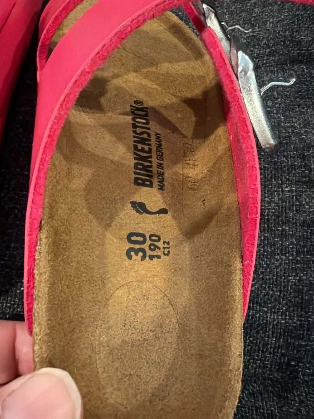 Birkenstock Kids Arizona Birko-Flor Patent Sandals Fuchsia Tulip Size 30